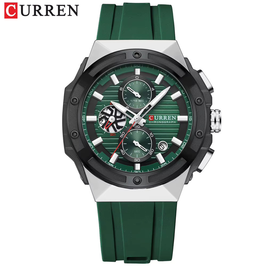 CURREN Armbanduhr Quarz, Silikonarmband, Grün, Herren - Bild 3