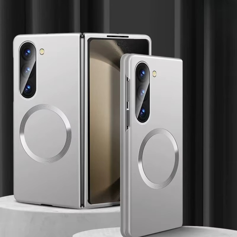 MagSafe Schutzhülle für Samsung Galaxy Z Fold 7, 6, 5, 4, 3 5G in Silber mit magnetischer kabelloser Aufladung und rutschfester Rückseite - Bild 2
