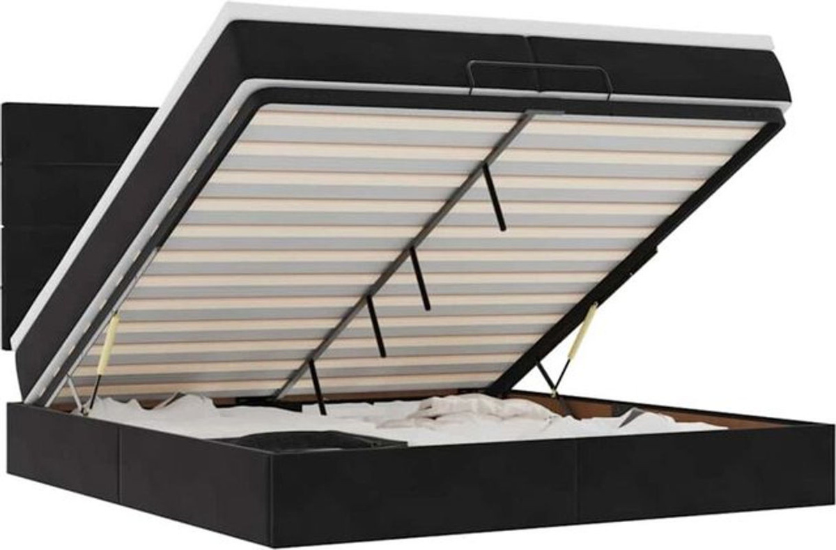 vidaxl Ottoman Polsterbett mit Matratze aus Samt in Schwarz B/T: 200 x 200 cm - Bild 1