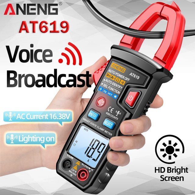 ANENG AT619 DC Clamp Meter Multimeter mit Sprachausgabe und Amperemeter in Rot - Bild 1