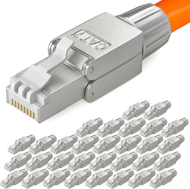 hb-digital CAT7 Netzwerkstecker RJ45 LSA STP Ethernet LAN in Silber - Bild 1