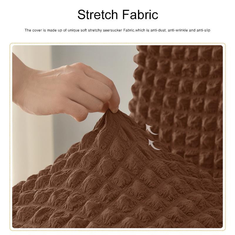 Yiran Furniture Seersucker-Stuhlbezug mit hoher Rückenlehne und Rock in Bordeaux, elastischer Stretch-Bezug für Esszimmerstühle - Bild 5