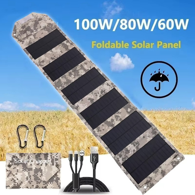 ZRGAE Faltbares Solarpanel mit USB-A Anschluss als tragbares Solarladegerät für Outdoor, Camping und Wandern, 60W - Bild 1