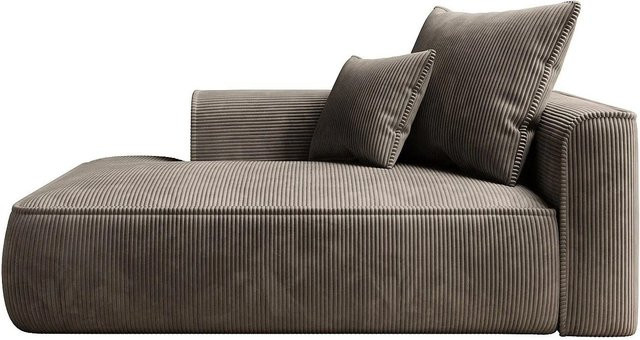 Vente-unique Recamiere Pineta ohne Schlaffunktion in Taupe mit Cord-Struktur, Breite: 180 cm - Bild 1
