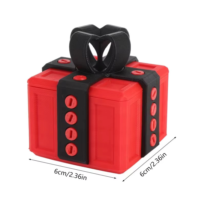 Streich-Geschenkbox mit Schrauben aus Kunststoff in Rot und Schwarz für Pranks und als Kartenbehälter - Bild 4