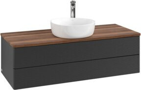 V&B Waschtischunterschrank Antao mit Frontstruktur und Beleuchtung, Farbe: Weiss, B/T/H: 120 x 50 x 50 cm - Bild 1