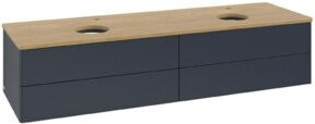 V&B Waschtischunterschrank Antao ohne Frontstruktur in Eiche Honig lackiert, Breite: 160 cm, Tiefe: 50 cm - Bild 1