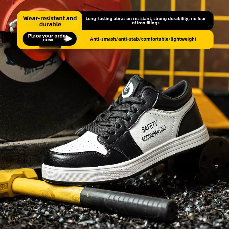 QHSPE Arbeitsschutzschuhe mit Stahlkappe in Schwarz und Weiß, rutschfeste Sicherheits-Arbeitsschuhe mit Durchtrittschutz - Bild 4