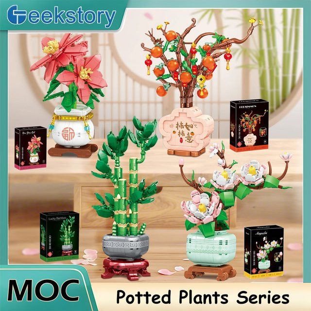 wishiot MOC Bausteine Glück Bambus Orchidee Künstliche Blumen Bonsai Dekoration als kreatives Spielzeug und romantisches Geschenk - Bild 1