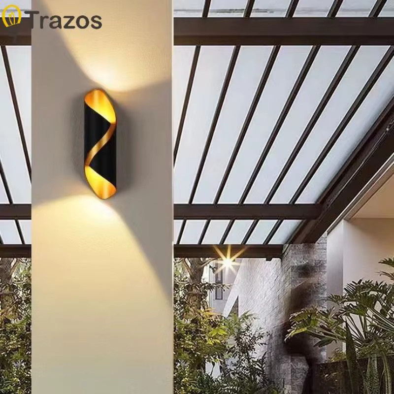 TRAZOS Wandleuchte für Außenbereich in Schwarz mit kreativem S-förmigem Design, wasserdichte Außenlampe für Garten, Balkon, Tor und Korridor - Bild 5