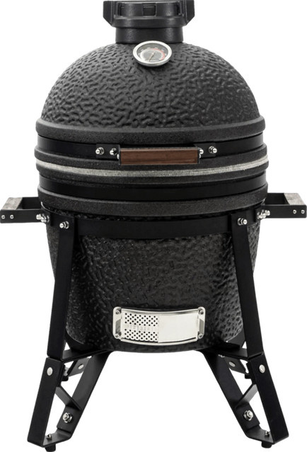 The Bastard Urban Compact Kamado Zubehör-Set aus Keramik in Schwarz mit Deflektorstein und Kohlekorb - Bild 1