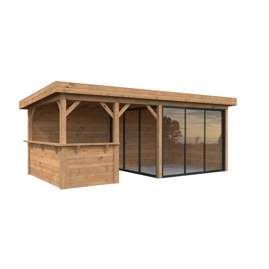 Palmako Pavillon Lenna Set 407 Slide aus Fichtenholz in Braun, B/T/H: 588 x 300 x 245 cm - Bild 2