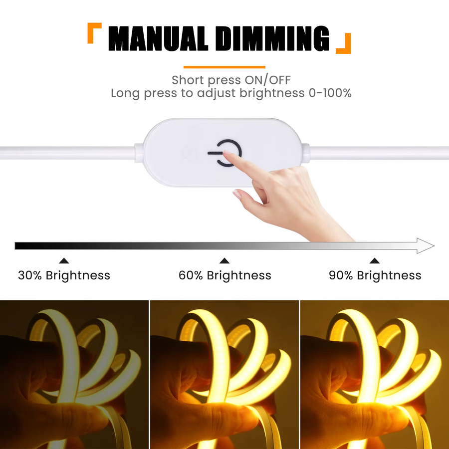 GAHADA Dimmbarer COB LED-Streifen Warmweiß 5V USB Selbstklebend mit Schalter - Bild 3