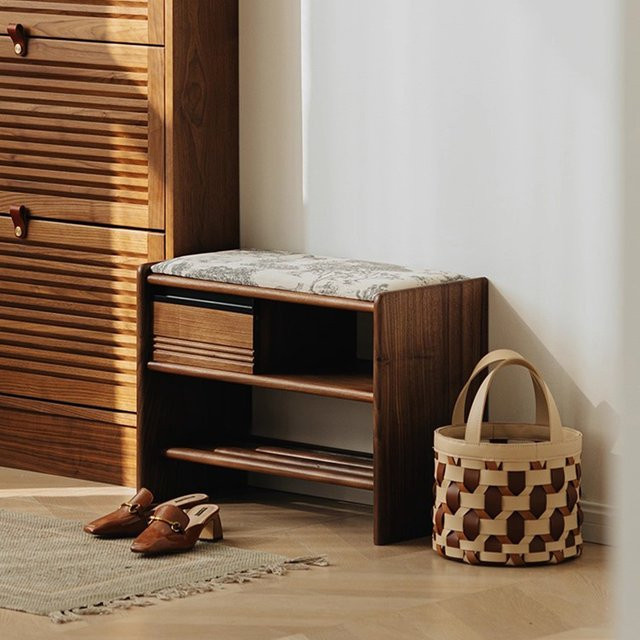 DUTRIEUX Schuhschrank Bank aus Holz in Braun für das Wohnzimmer - Bild 1