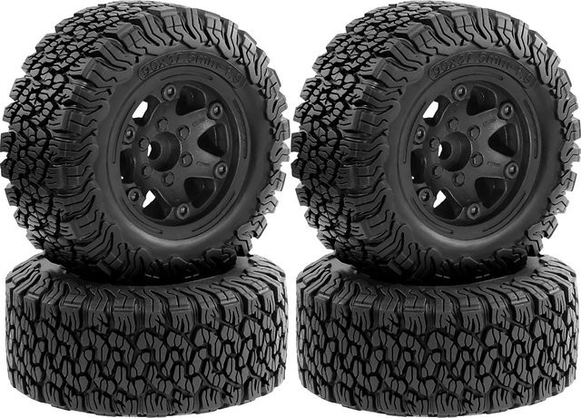 4-teiliges Set RC Crawler-Reifen und Räder, 1,9 Zoll, Schwarz, Gummi und Kunststoff - Bild 1