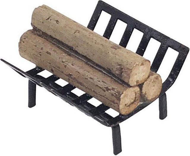 Mini Puppenhaus Modelle Kaminholzregal, Schwarz, Grau, Holz, Metall - Bild 1