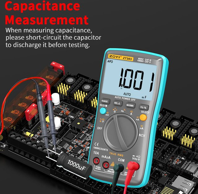 ZOYI True RMS Digital-Multimeter ZT-303 mit automatischer Bereichswahl, Amperemeter, Voltmeter, Kapazitäts- und Temperaturmessung sowie NCV - Bild 1