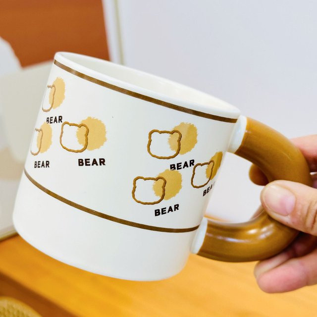 Yiran toy 1 Keramiktasse mit Bär-Design als Geschenkset, Weiß, 400 ml - Bild 1