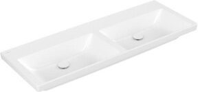 V&B Schrank-Doppelwaschtisch Subway 3.0 Eckausführung in Weiß, Wandmontage, Breite: 130 cm, Tiefe: 47 cm - Bild 1