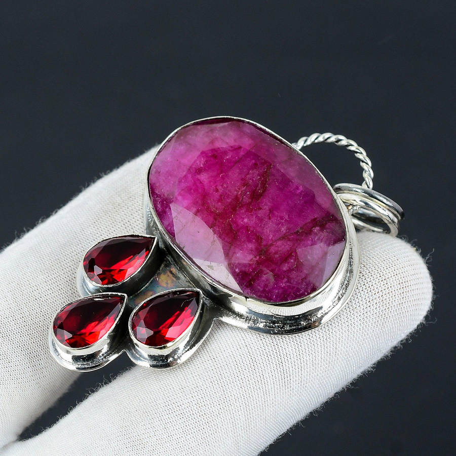 JewelryMart Anhänger 925 Silber, Rubin, Granat, Damen - Bild 3