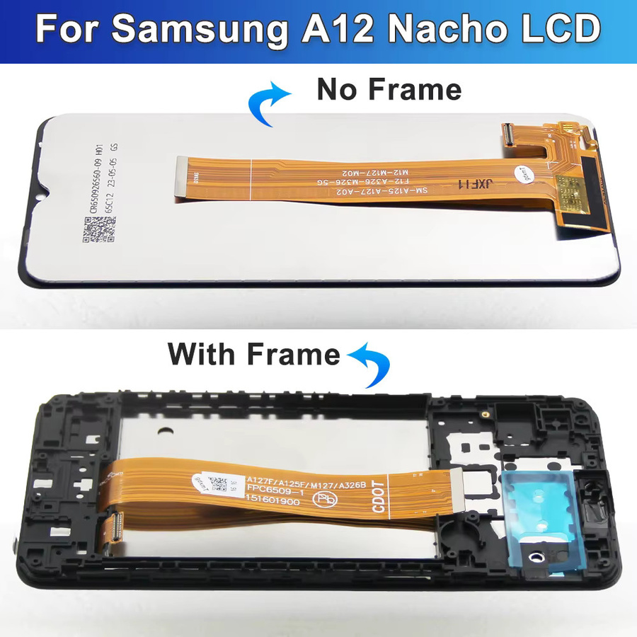 Samsung A12 LCD-Touchscreen-Baugruppe mit Rahmen in Schwarz für SM-A127F/DSN, 6.5 Zoll - Bild 3