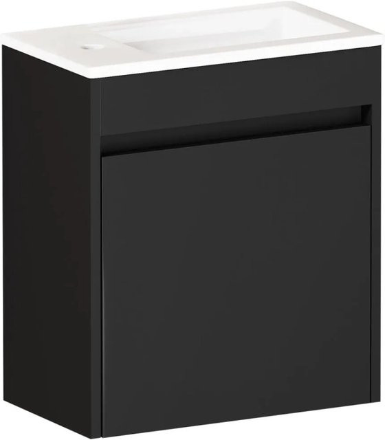PXloue Badschrank Schwarz mit Soft-Close-Tür für das Badezimmer, Breite: 46 cm - Bild 1