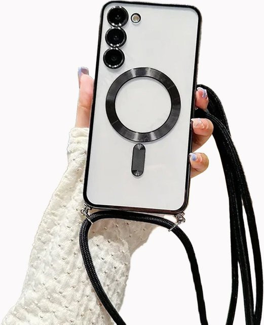 Transparente magnetische Silikonhülle mit Halskette und Wireless Charge Funktion für Samsung Galaxy S25 S24 S23 Ultra A56 A55 A36 A16 A26 - Bild 1