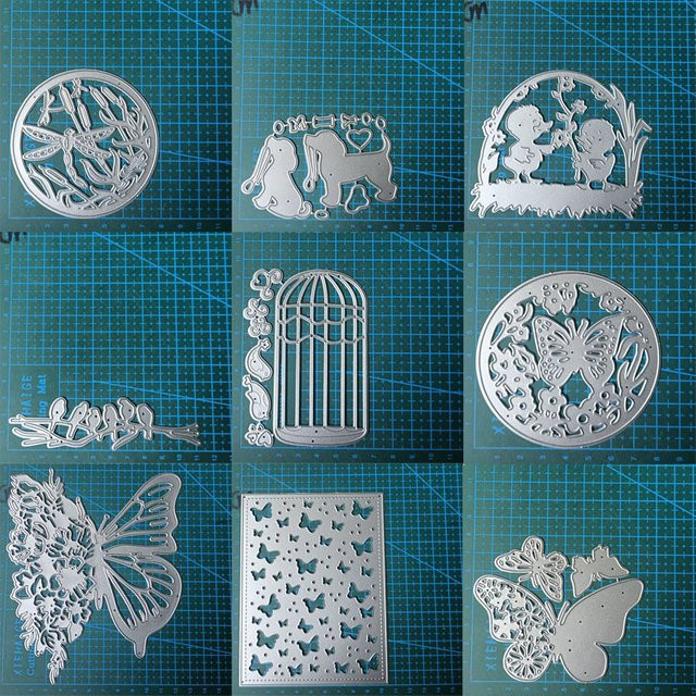 Metall Stanzform Schmetterling und Vogelkäfig in Silber für Bastelarbeiten und Papierhandwerk - Bild 1