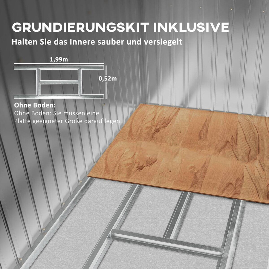 Outsunny Gartenhaus aus verzinktem Stahl in Grün mit Lüftungsfenster und Schiebetür, B/H/T: 130 x 173 x 213 cm - Bild 3