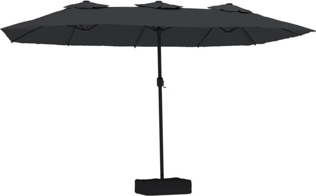 vidaXL Doppel-Sonnenschirm mit Standfuß in Schwarz, B: 449 cm, H: 265 cm - Bild 1