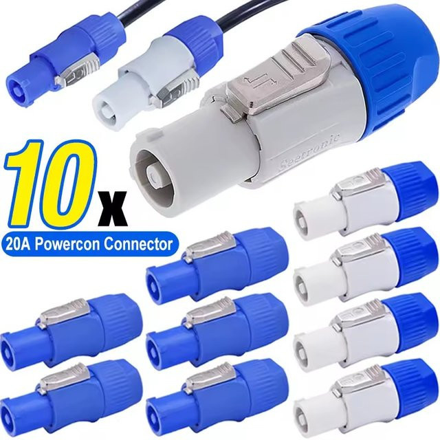 Powercon Stecker und Buchsen Set NAC3FCA NAC3FCB NAC3MPA in Blau für Bühne, Licht und LED Bildschirme - Bild 1