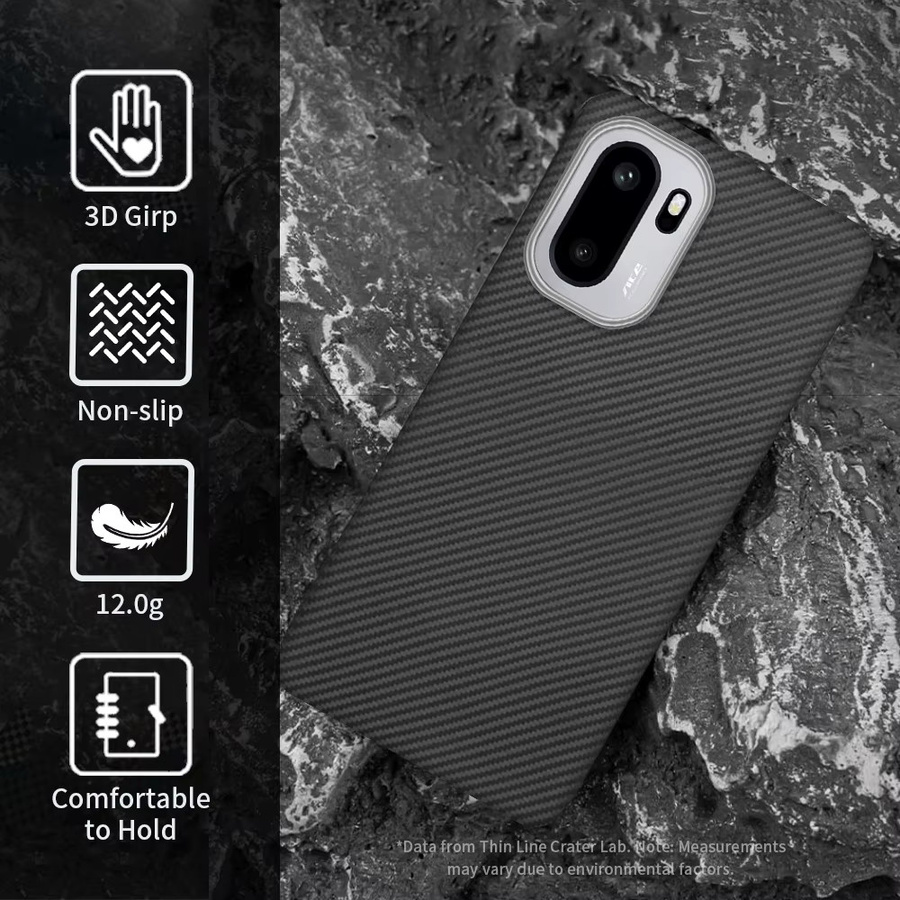 OnePlus 15R und OnePlus Ace 6 Carbon-Hülle aus 600D Kevlar Aramid Kohlefaser-Gewebe, magnetisch, dünn und leicht, Schwarz/Rot - Bild 3