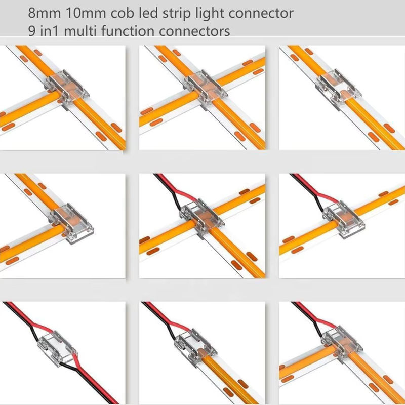 YSRSAI 9in1 LED Streifen Stecker Set für COB und SMD 5050 2835, transparente Kunststoff-Anschlüsse in L-, T- und X-Form für 2pin LED Bänder - Bild 3