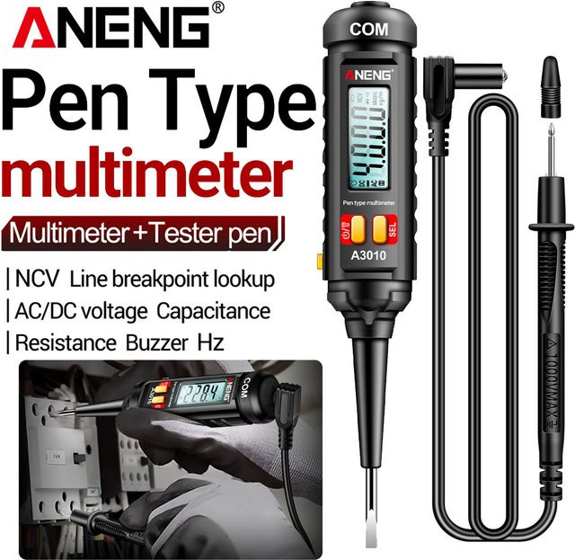 ANENG A3010 Digitales Multimeter 2-in-1 Stiftförmiges Smart True-RMS Multimeter mit 4000 Counts AC/DC Spannung Kapazität und NCV-Sensor in Schwarz - Bild 1