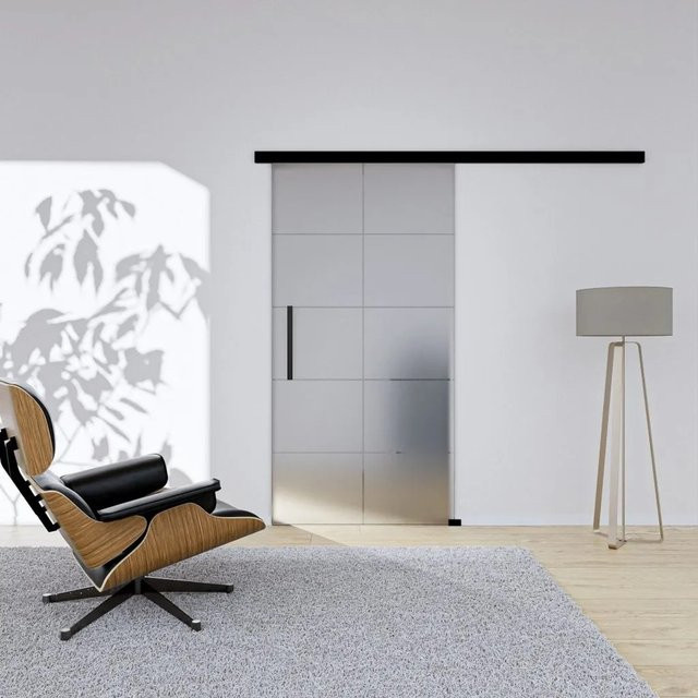 Hansaglas Glasschiebetür Loft 5 Komplettset in Schwarz mit Griffstange, Glas und Aluminium, B/H: 102,5 x 205,0 cm - Bild 1