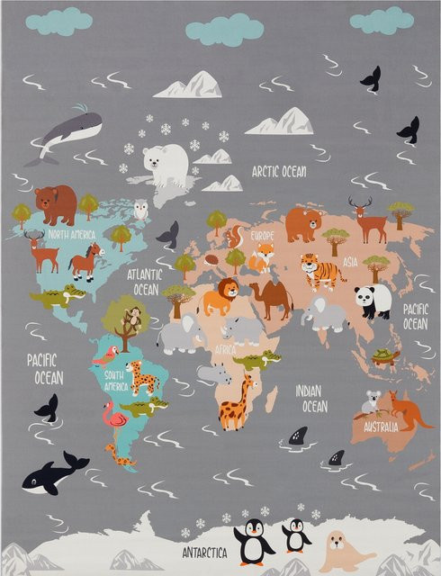 Kinderteppich Bini grau rutschfest und waschbar B/B: 120 x 160 cm - Bild 1