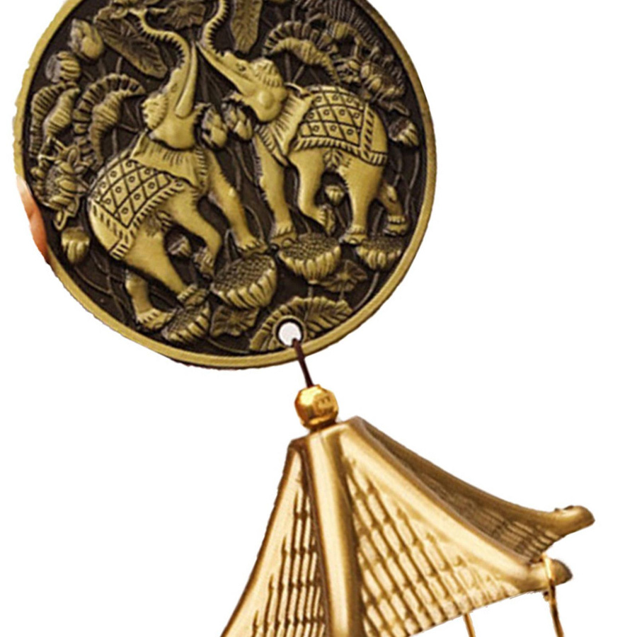 DIYelecs Vintage Windspiel Elephant aus Kupferlegierung in Gold mit Imitation Bienenwachs-Optik - Bild 1