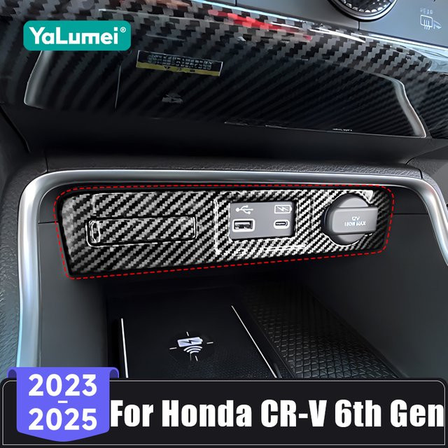 YaLumei USB-Interface Panel Abdeckung für Honda CR-V 6. Generation 2023-2025, Schutzrahmen aus ABS in Schwarz - Bild 1