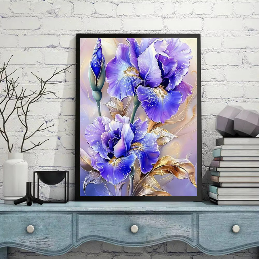 HUACAN Diamantmalerei Set Blaue Blume Rundes Diamantmosaik Kunsthandwerk für dein Zuhause B/D: 30 x 30 cm - Bild 2