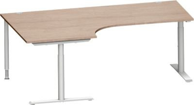 Schäfer Shop Genius Winkelschreibtisch MODENA FLEX 90 Grad mit T-Fuß-Rundrohr, Ansatz links, Eiche-Dekor/weißalu, Breite: 200 cm - Bild 1
