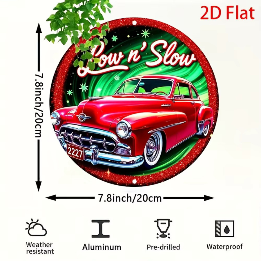 Potdemiel Vintage Lowrider Auto Metallschild mit Retro-Wandkunst für Garage und Café, Breite: 20 cm, Höhe: 20 cm, Tiefe: 1 cm - Bild 2