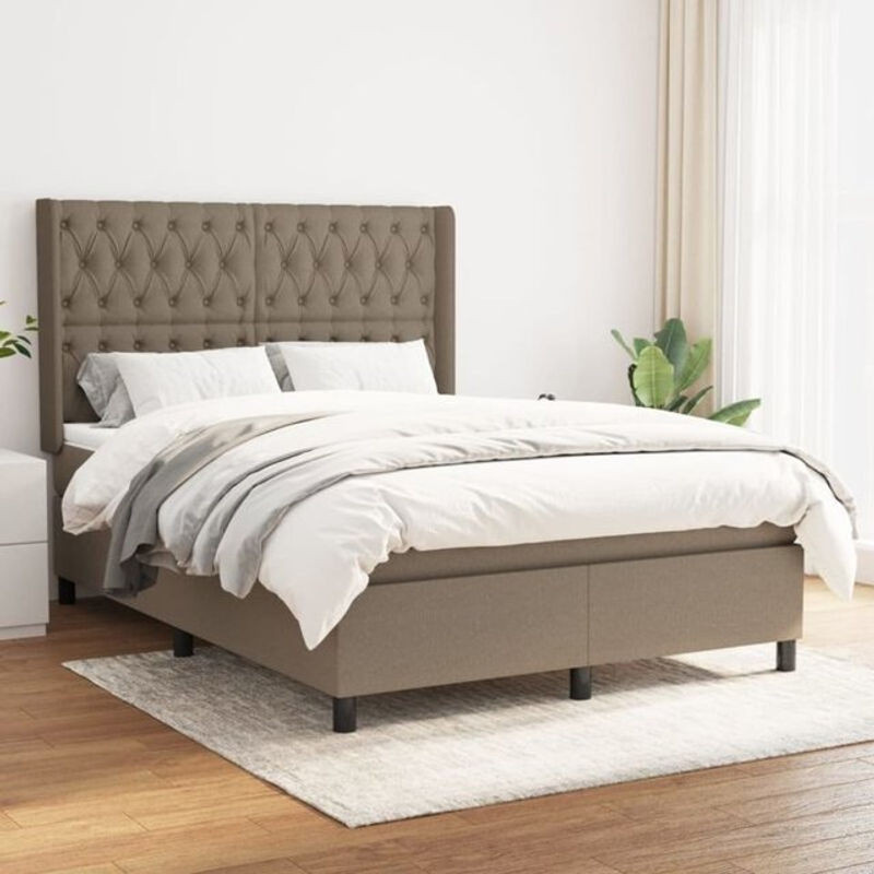 vidaxl Boxspringbett mit Matratze in Taupe aus Stoff, B/T/H: 140 x 190 cm - Bild 1