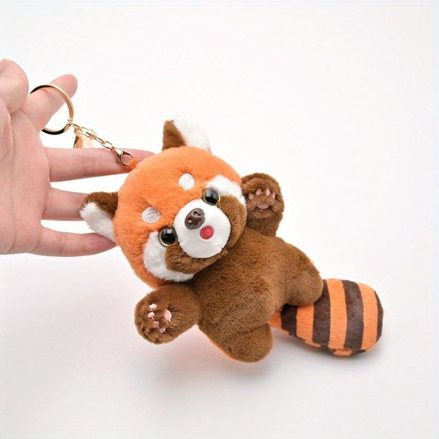 NATAWA Roter Panda-Plüschtier-Anhänger, Waschbärpuppe, Braun, Rot - Bild 1