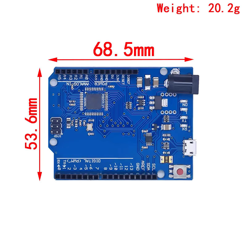 Si Tai&SH Leonardo R3 Mikrocontroller Atmega32u4 Entwicklungsboard in Blau mit USB-C Kabel kompatibel für Arduino DIY Starter Kit - Bild 2