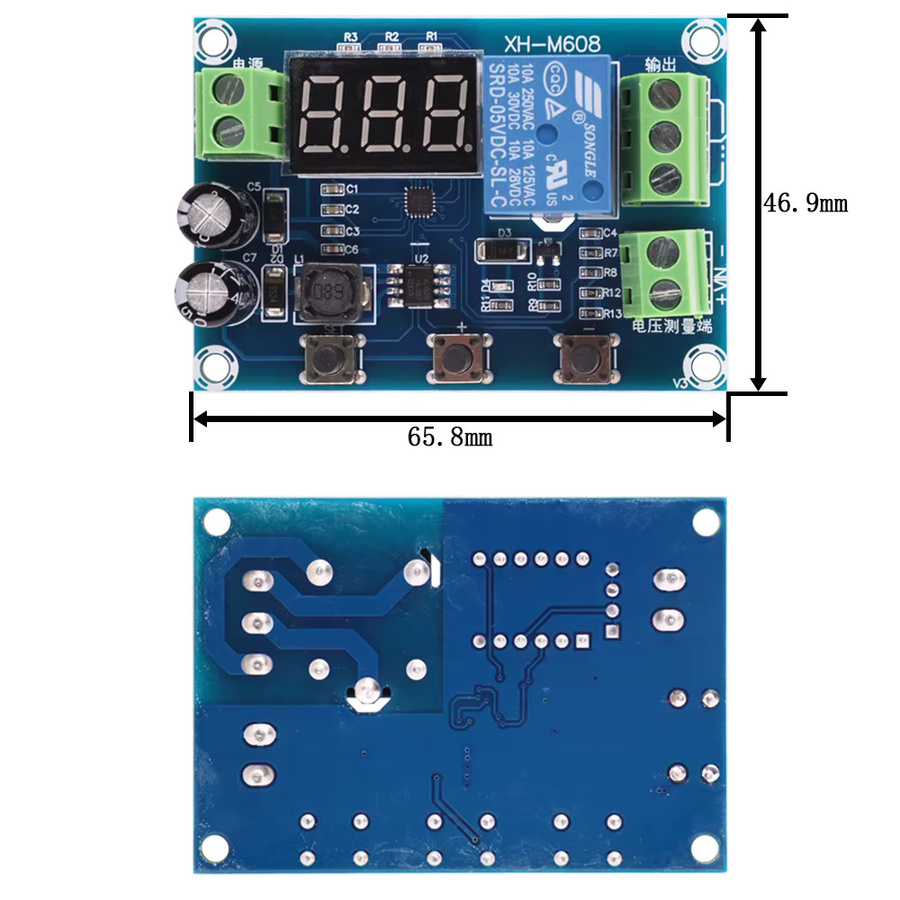 XH-M608 Batterie Lade Modul mit Unterspannungs- und Überspannungsschutz in Blau - Bild 3