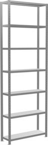 Schulte Grundregal Steckregal MULTIplus250 in Silber mit 7 Fachböden und Kreuzstrebe, B/T/H: 300 x 100 x 30 cm - Bild 1