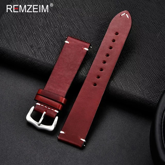 Uhrenarmband Leder, Vintage, Schwarz, Unisex - Bild 1