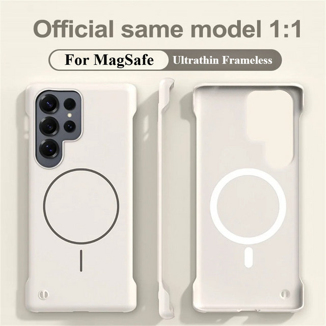 MagSafe Ultradünne Rahmenlose Magnetische Handyhülle für Samsung Galaxy S26 Ultra S25 S24 FE S23 S22 Plus Matte Abdeckung in Weiß - Bild 1