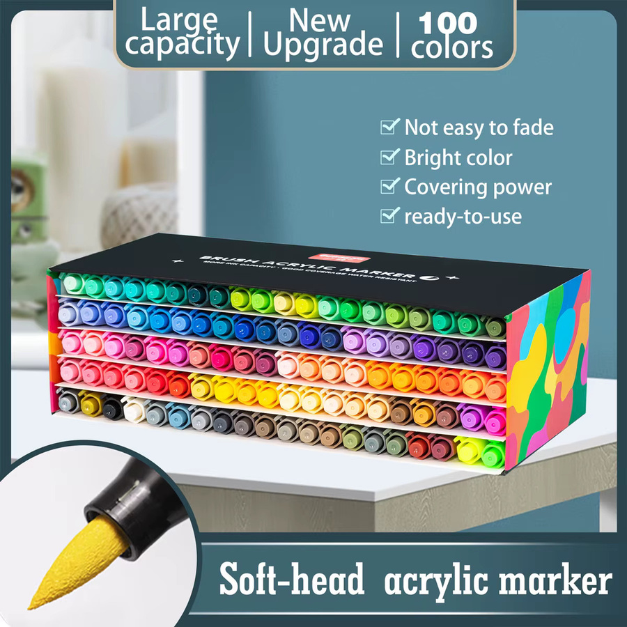 Professionelle Acryl-Farbmarker mit Pinselspitze und Tintenkontrollsystem in Multicolor für verschiedene Oberflächen - Bild 2
