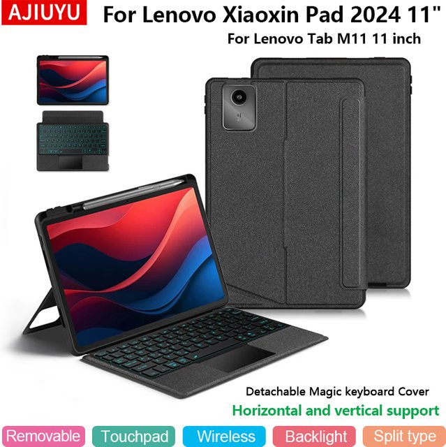 Lenovo Smart Tastatur mit Touchpad und Hintergrundbeleuchtung für Tab M11 11 Zoll TB-330FU und Xiaoxin Pad 2024 11 TB-331FC in Schwarz - Bild 1